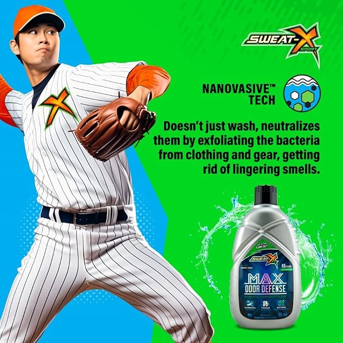 Sweat X Original Max Odor Defense Laundry Detergent – Remove the Worst Odors & Toughest Stains – High Performance Sports Wash for Training Gear & All Fabric Types – 45 Loads – 2 Pack