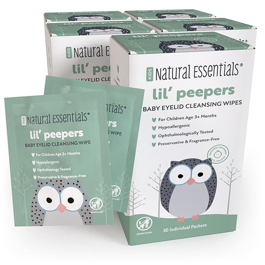 Lil' Peepers Baby Eye Wipes and Eyelid Cleanser, Preservative-Free & Rinse-Free, Pediatrician Recommended Hypoallergenic Soft Eyelid Wipes for Babies, Kids & Adults, 30 Count (5pk)