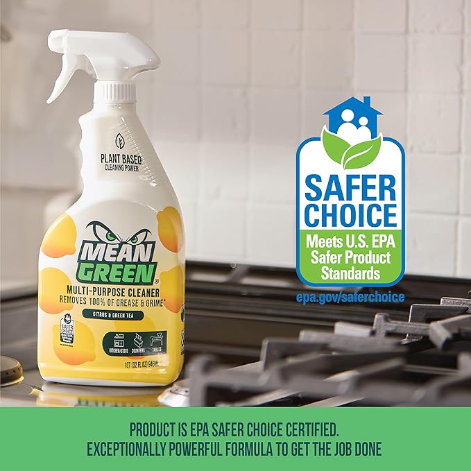 Mean Green Non-Concentrated Ready-to-Use Multi-Purpose Cleaner, Citrus & Green Tea, 32 Ounce, 6 Pack