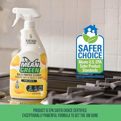 Mean Green Non-Concentrated Ready-to-Use Multi-Purpose Cleaner, Citrus & Green Tea, 32 Ounce, 6 Pack