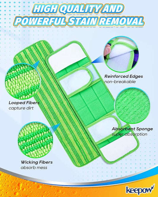 6 Pack Microfiber Mop Pads for Sweeper XL Mops Reusable Wet and Dry Mopping Cloths Compatible with Swiffer Sweeper XL, Washable XL Mop Refill Replacement for All Hardwood Dry & Wet Cleaning