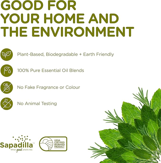 Sapadilla Multi-Surface Countertop Spray - Rosemary + Peppermint - Made with 100% Pure Essential Oil Blends, Multi-Purpose Household Cleaner, Aromatic, Plant Based, Biodegradable, 16 Ounce (Pack of 2)