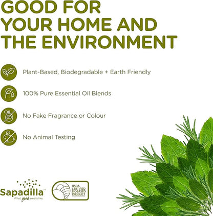 Sapadilla Multi-Surface Countertop Spray - Rosemary + Peppermint - Made with 100% Pure Essential Oil Blends, Multi-Purpose Household Cleaner, Aromatic, Plant Based, Biodegradable, 16 Ounce (Pack of 2)