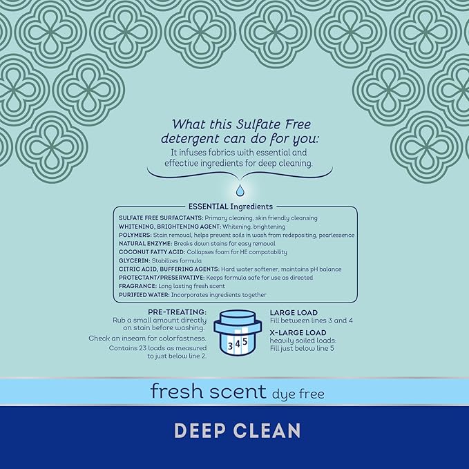 all Fresh Clean Essentials Laundry Detergent, Sulfate Free, Fresh Scent, 30 Fl Oz (Pack of 2)