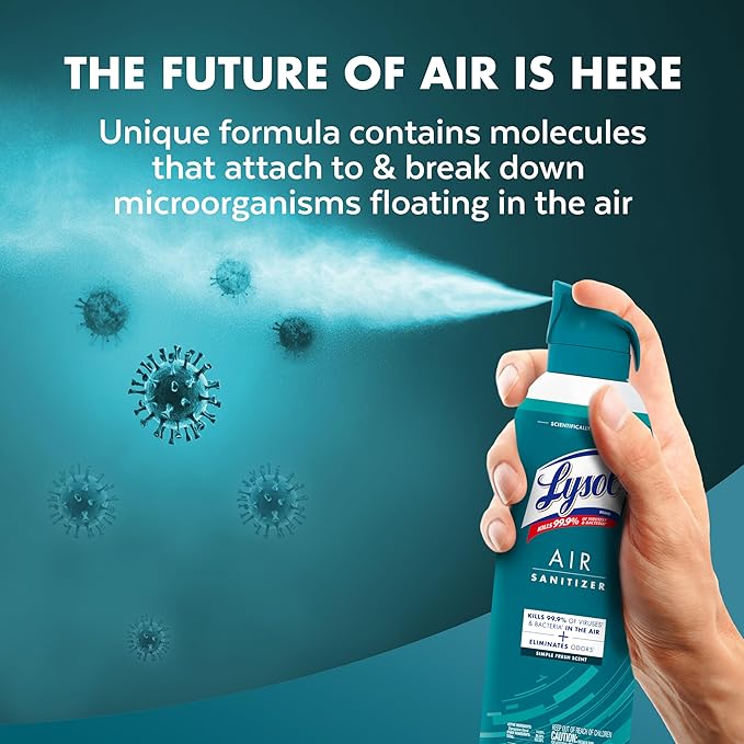 Lysol Air Sanitizer Spray + Odor Eliminator for Home & Office, Sanitizing Air Spray, Simple Fresh Scent, 10 oz (Pack of 3)