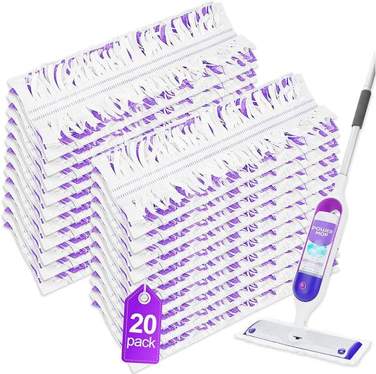 20 Count Disposable Power Mop Refills Compatible with Swiffer Power Mop Multi-Surface Floor Mop and Power Mop Wood Mop Mop Refills Replacement Pads for Floor Cleaning