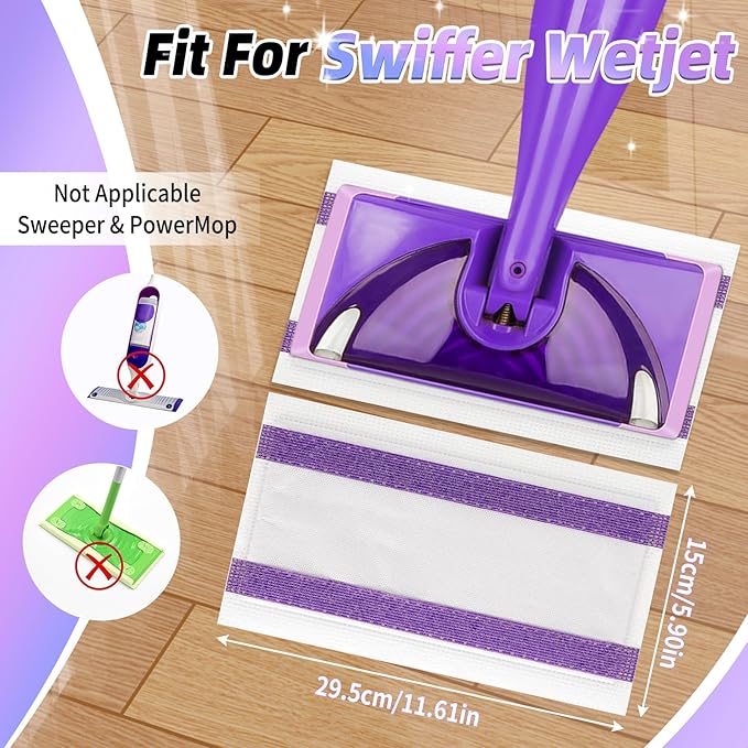 60 Count Mopping Pad for Wet Jet Mop Disposable Wetjet Pads Refills Replacement for Swiffer Wet Pads Refill Compatible with Swiffer Wet Jet Pads Thickness & Absorbent for Household Multi-Surface