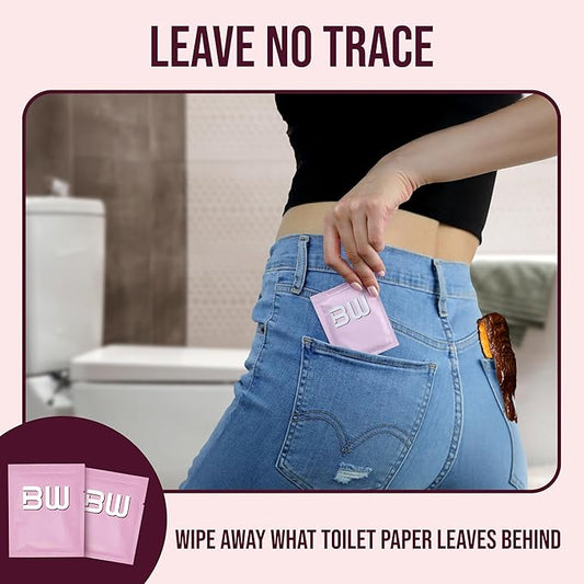 BOOTY WIPES for Women - 30 Individually Wrapped Flushable Feminine Wet Wipes for Travel, Flushable Wipes for Adults, pH Balanced Wipes with Vitamin E & Aloe Vera