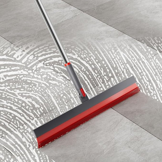 Multifunction Magic Broom 180 Degree Rotating Sweep and Scrape 2 in 1 Household Cleaning Air Broom with Adjustable Long Handle TPR Bathroom Squeegee for Pet Hair,Glass