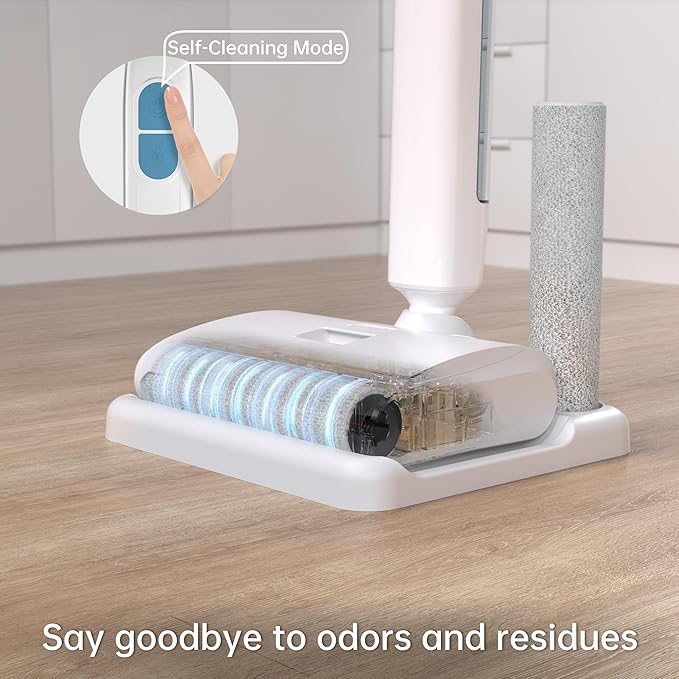 Wet Dry Vacuum Cleaner Cordless Mop,Upgraded Electric Mop,Quiet Self-Propelled Up to 60 Mins, Dual Water Tank,Cordless Mop Vacuum Cleaner for Hardwood Floor Cleaning