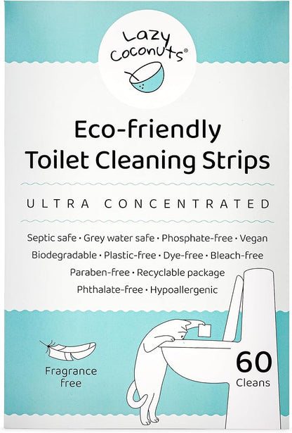 Toilet Bowl Cleaner Strips - 60 Cleans, Plastic-free, Dye-free, With Lemon Essential Oil