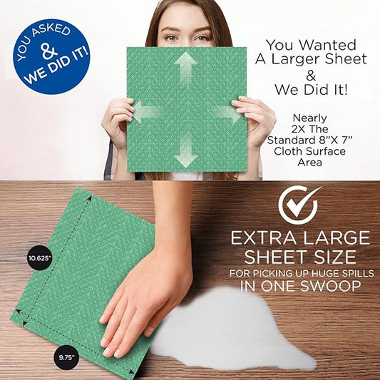 LOLA Swedish Dishcloths on a Roll 12 Pack, Sustainable Cleaning, Cellulose Sponge Cloths, Reusable Paper Towels, 11" x 10" Made in Germany