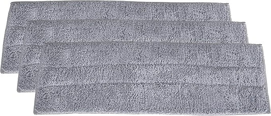 Superio Microfiber Mop Pads, Refill Miracle Mop, Dust Mop Replacement Head 16 Inch Damp Mop Refill for Flat Mop Set, with Velcro-Grey, 3 pack