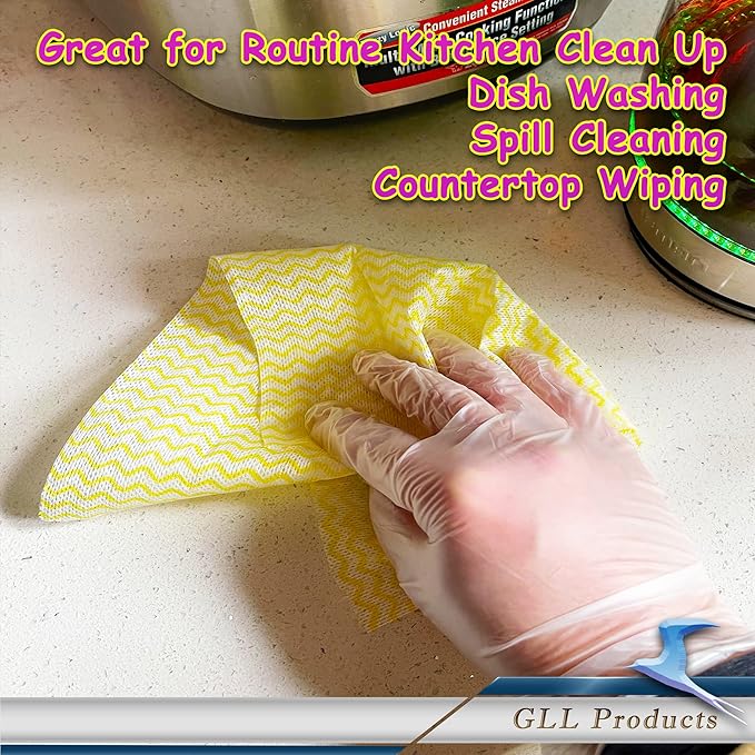 GLL Cleaning Cloths Roll Wipe Sheets, Dish Wash Cloths, Disposable Cleaning Wash-Cloth Towel for Kitchen Bathroom Furniture and Car (Case of 24 Rolls, 1200-Sheets Total)