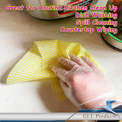 GLL Cleaning Cloths Roll Wipe Sheets, Dish Wash Cloths, Disposable Cleaning Wash-Cloth Towel for Kitchen Bathroom Furniture and Car (Case of 24 Rolls, 1200-Sheets Total)