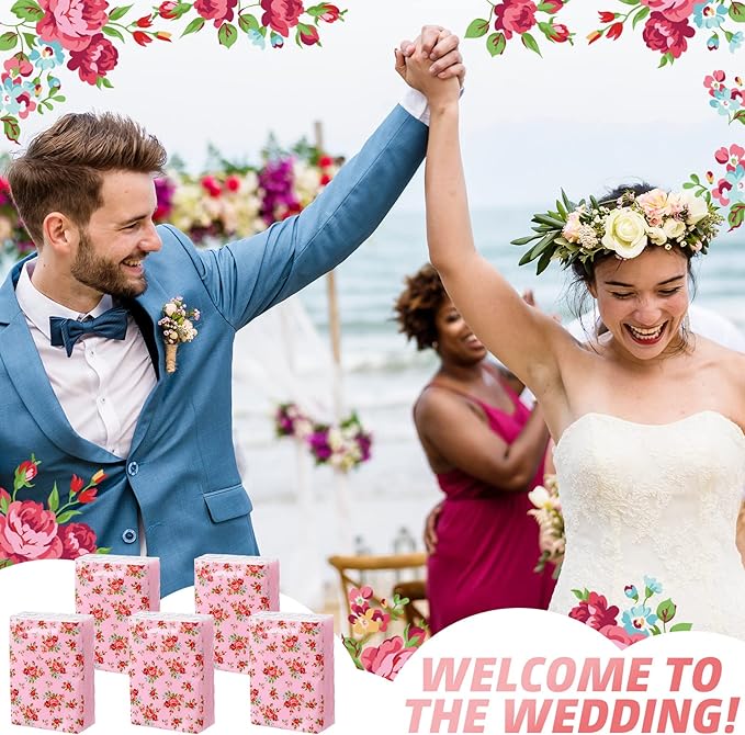 100 Packs Tissue Packs Floral Travel Tissues Packs Pocket Facial Tissues Soft Mini Small Tissues Travel Size Bulk 3 Ply Tissue Packs for Wedding Holiday Spring Picnic Party, 7 Sheets Each Pack
