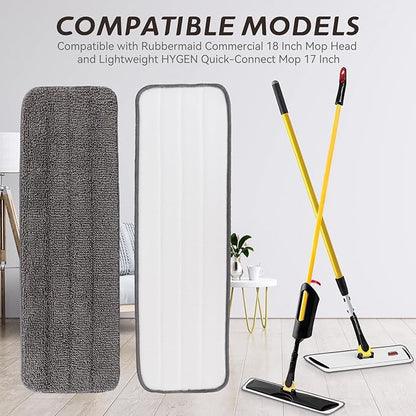 Replacement Mop Pads Fit for Rubbermaid Commercial 18" and 17" Mops - 10 Pack Wet & Dry Commercial Cleaning Reusable Refills Fit for Any Microfiber Flat Mop System 18" and 17" - Gray