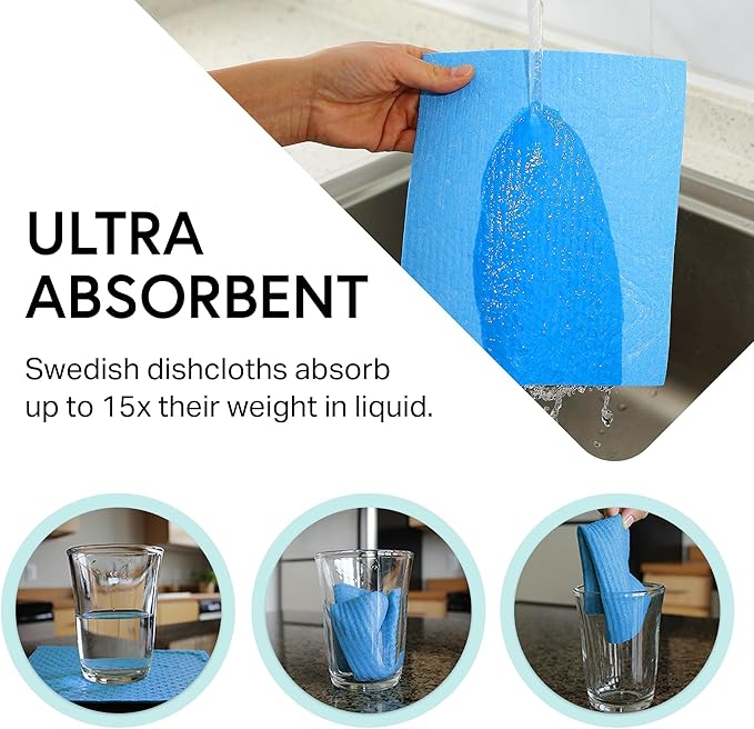 Swedish Wholesale Swedish DishCloths for Kitchen- 10 Pack Reusable Paper Towels Washable - Eco Friendly Cellulose Sponge Microfiber Dish Cloths - Kitchen Essentials - Purple