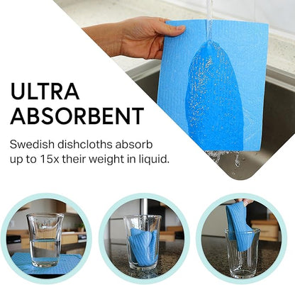 Swedish Wholesale Swedish DishCloths for Kitchen- 10 Pack Reusable Paper Towels Washable - Eco Friendly Cellulose Sponge Microfiber Dish Cloths - Kitchen Essentials - Purple