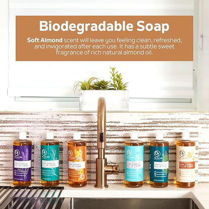 Dr. Jacobs Naturals Almond Castile All-In-One Cleaner and Soap, Effective Plant-Based Formula for House Cleaning Floors & Appliances. Eco-friendly for Home Essentials and the Planet (32 Fl Oz, 1 Pack)
