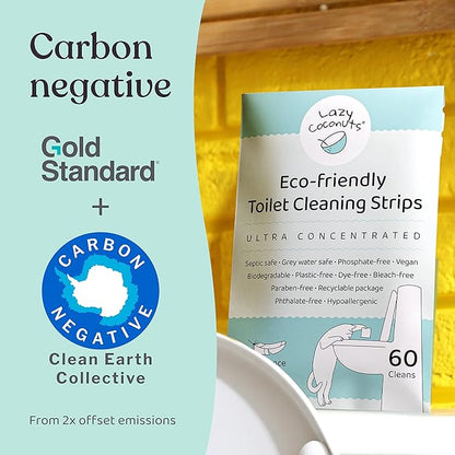 Toilet Bowl Cleaner Strips - 60 Cleans, Plastic-free, Dye-free, With Lemon Essential Oil