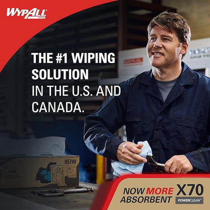 WypAll PowerClean X70 Cloths Medium Duty Wipes (41200), Quarterfold, Long Lasting Towels, White (12 Packs of 76 Sheets, 912 Sheet Total)
