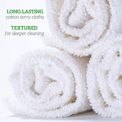 GREEN LIFESTYLE 100% Cotton Terry Towels, White, 240 Pack - 14x17 inches, Absorbent, Durable, Multipurpose Cleaning Rags