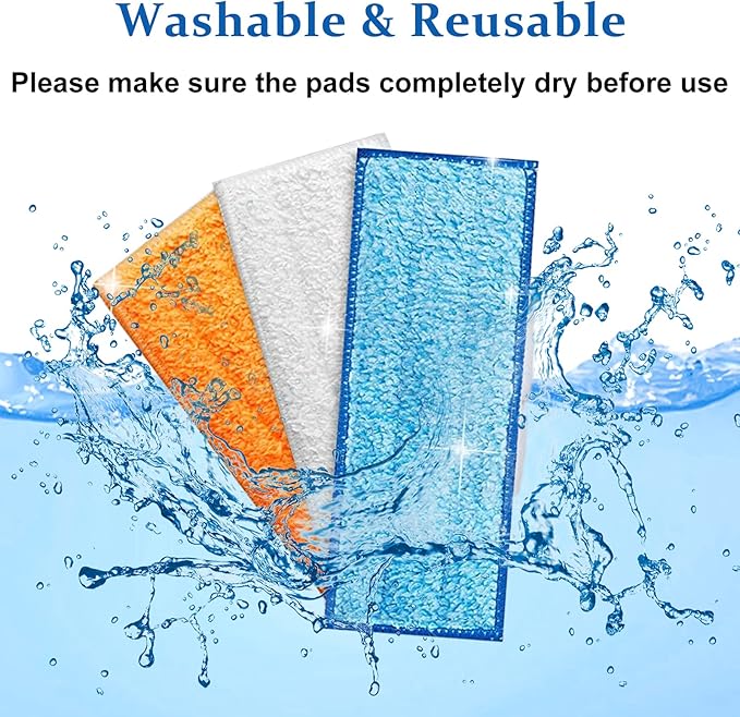 6 Pack Mopping Pads for iRobot Braava Jet 240 241 245 (2 Wet Pads, 2 Damp Pads, 2 Dry Pads), Washable and Reusable