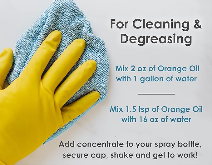 Cold Pressed Natural Orange Oil Concentrate | 8-ounce Professional Grade All-Purpose Citrus Cleaner, Degreaser & Pet Odor Eliminator | Dilutes to 4 Gallons of Finished Product | Home and Outdoor Use