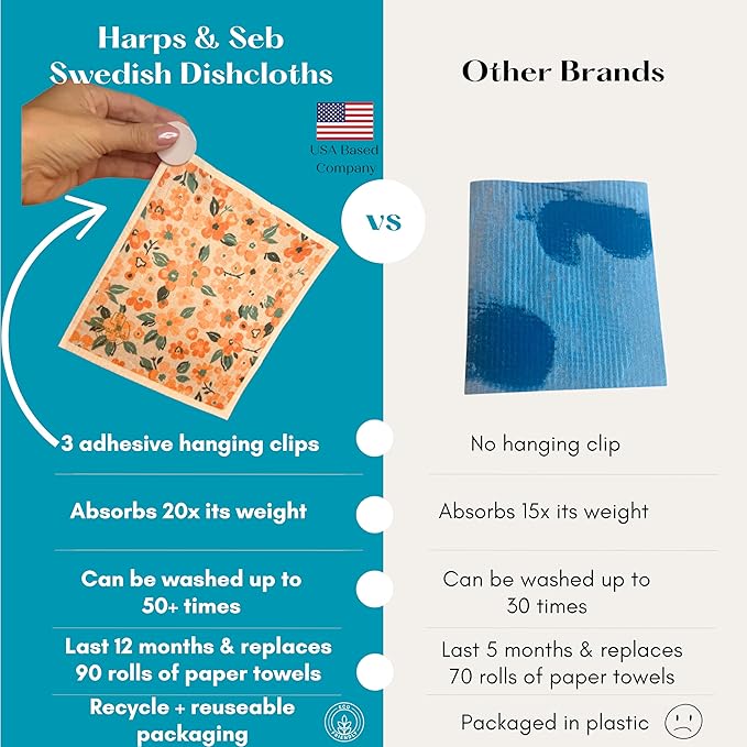 Harps&Seb Swedish dishcloth 6 pack, Rosy Dawn
