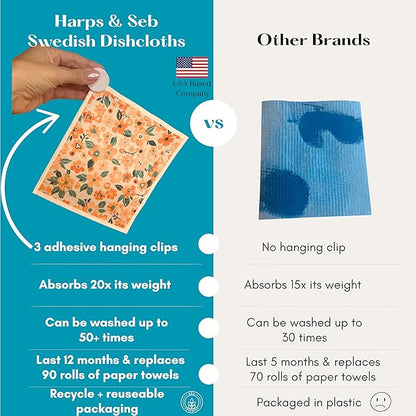 Harps&Seb Swedish dishcloth 6 pack, Rosy Dawn