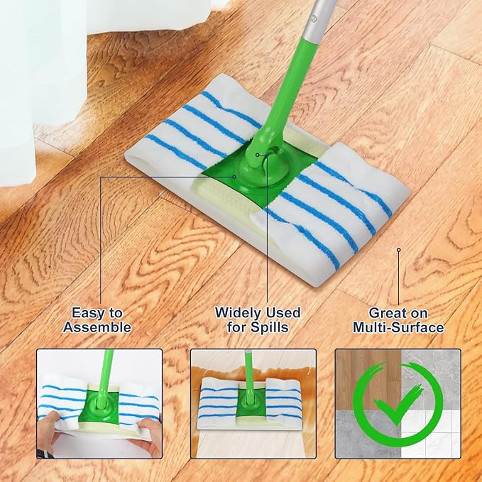 Microfiber Semi-Disposable Mop Pad Cloth Compatible with All 16-18'',Wet Dry Mop Refill Pads