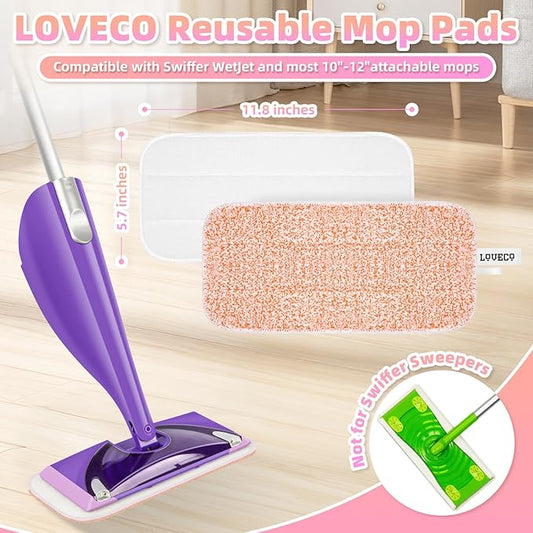 Wet Jet Pads Reusable Mop Pads Compatible with Swiffer, Microfiber Wet Jet Refill, Machine Washable Wet Pads Refill for Swiffer Wet Jet Mops, Multi-Surface Cleaning, 6 Pack