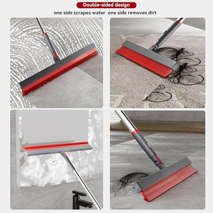 Multifunction Magic Broom 180 Degree Rotating Sweep and Scrape 2 in 1 Household Cleaning Air Broom with Adjustable Long Handle TPR Bathroom Squeegee for Pet Hair,Glass