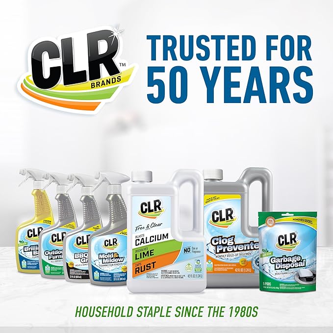 CLR Mold & Mildew Clear, Bleach-Free Stain Remover Spray Works on Fabric, Wood, Fiberglass, Concrete, Brick, Glass, and More - EPA Safer Choice, 32 Fl Oz (Pack of 2)
