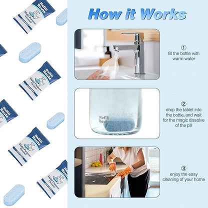 Splash-Spray All Purpose Cleaner – 12 Tablets (12 x 16 Fl oz) Multipurpose Cleaners -Can Make 192 Fl oz Multi Surface Cleaner(12 x 16 Fl oz) - Vegan, No Plastic - Ocean Breeze