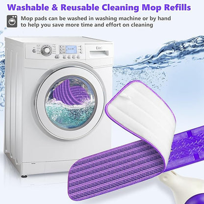 Reusable Mop Pads Compatible with Swiffer PowerMop, Microfiber Mop Pads Refills Mop Heads Replacement for Swiffer Mop Spray Mop Floor Mop, Washable Reusable Floor Mopping Refills, 5 Pack
