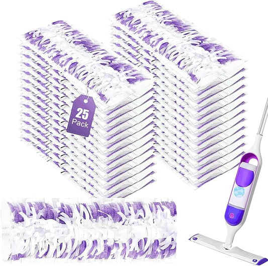 25 Pack Disposable Mopping Pads Refills for Swiffer PowerMop Multi-Surface & Wood Mops, Spray Clean Pads Replacement for Floor Cleaning（Purple Without Handle）