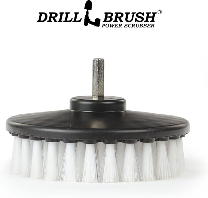 Drillbrush 5" Round Soft Bristle Scrub Brush Power Drill Attachment - Car Carpet Cleaning - Interior Detailing Tool - Tire Cleaner Drill Attachment - Automotive Seat Cleaning Brush - Wheel Polishing