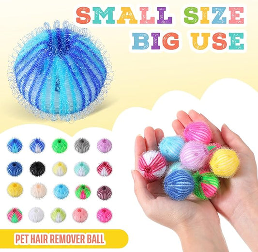 100 Pcs Pet Hair Remover for Laundry, Reusable Lint Remover Pet Hair Lint Catcher for Washing Machine Nylon Laundry Balls Cat and Dog Hair Catcher for Washer, 20 Colors