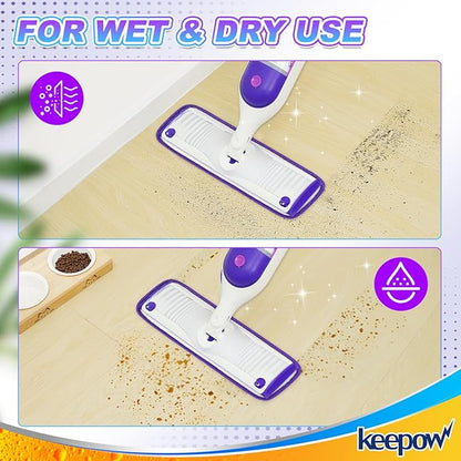 KEEPOW Reusable Power Mop Refill Pads for Swiffer Power Mop, Powermop Mopping Pad Refills for Wood Floor Cleaning, Machine Washable Microfiber Mop Pads for Wet and Dry Use, 2 Pack