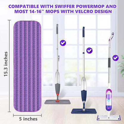 Reusable Mop Pads Compatible with Swiffer PowerMop, Microfiber Mop Pads Refills Mop Heads Replacement for Swiffer Mop Spray Mop Floor Mop, Washable Reusable Floor Mopping Refills, 5 Pack