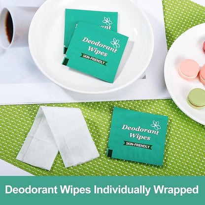 200 Pcs Deodorant Wipes Bulk, Individually Wrapped Antiperspirant Wipe, Mini Personal Cleansing Wipes for Travel, Sweat Body Wipe for Women Men Sports Cleanse Skin Excessive Sweating (Jasmine)