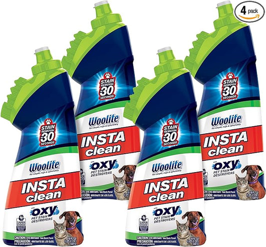 BISSELL InstaClean Oxy Pet Spot and Stain Remover with Brush Head, 4 pack, 17409