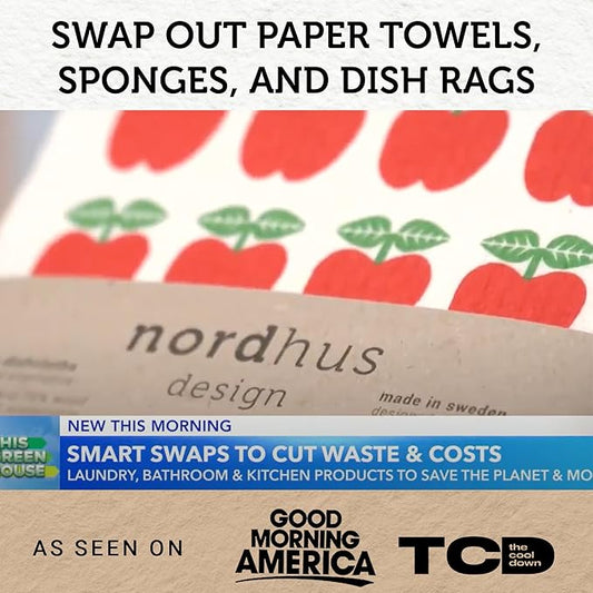 Nordhus Design Lemon Swedish Dishcloths, 5-Pack, Made in Sweden, Reusable, Decorative Cellulose Cotton Kitchen Cloths - Replace Paper Towels, Sponges, Wipes and Dish Rags