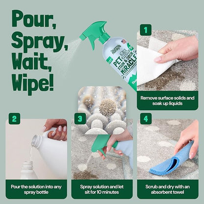 Sunny & Honey Pet Stain & Odor Miracle - Enzyme Cleaner for Dog Urine & Cat Pee - Surface Deodorizer for Pet Waste Odors - Upholstery Cleaner - Carpet Deodorizer (128 Fl Oz, Spring Mint Scent)