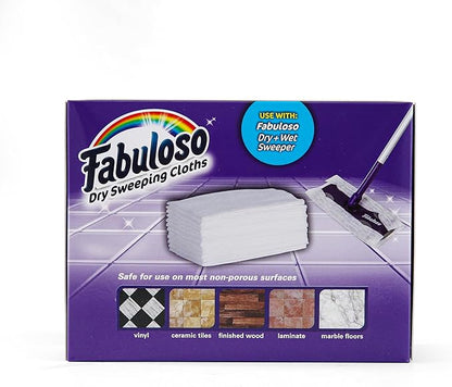Fabuloso Dry Cloths, 16ct | Dry Sweeping Pads, for Use with Fabuloso Dry + Wet Sweeper for Bold and Bright Cleaning Experience | Clean Your Floors with Ease (Pack of 2)