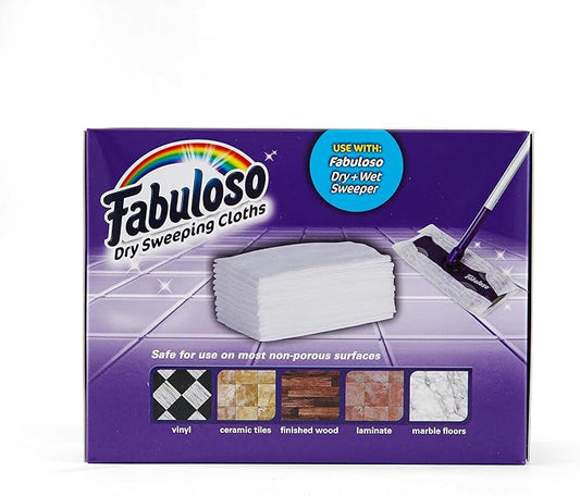 Fabuloso Dry Cloths, 16ct | Dry Sweeping Pads, for Use with Fabuloso Dry + Wet Sweeper for Bold and Bright Cleaning Experience | Clean Your Floors with Ease (Pack of 2)