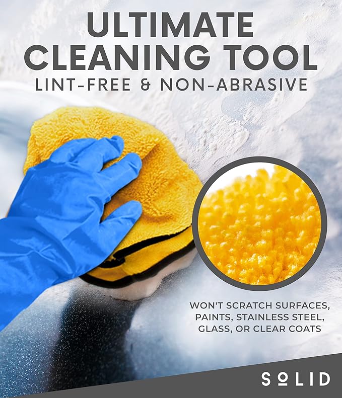 Solid Multipurpose Plush Microfiber Cleaning Cloth Towel for Household, Car Washing, Drying & Auto Detailing - 16" x 24" (6)