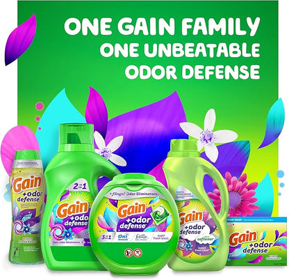 Gain + Odor Defense Liquid Fabric Softener, Super Fresh Blast Scent, 140 oz 190 Loads, HE Compatible